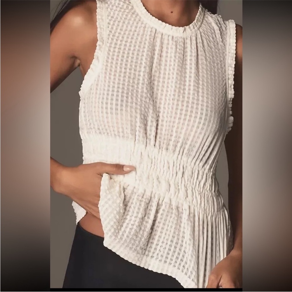 Maeve by Anthropologie Smocked Top in Ivory - Picture 3 of 5